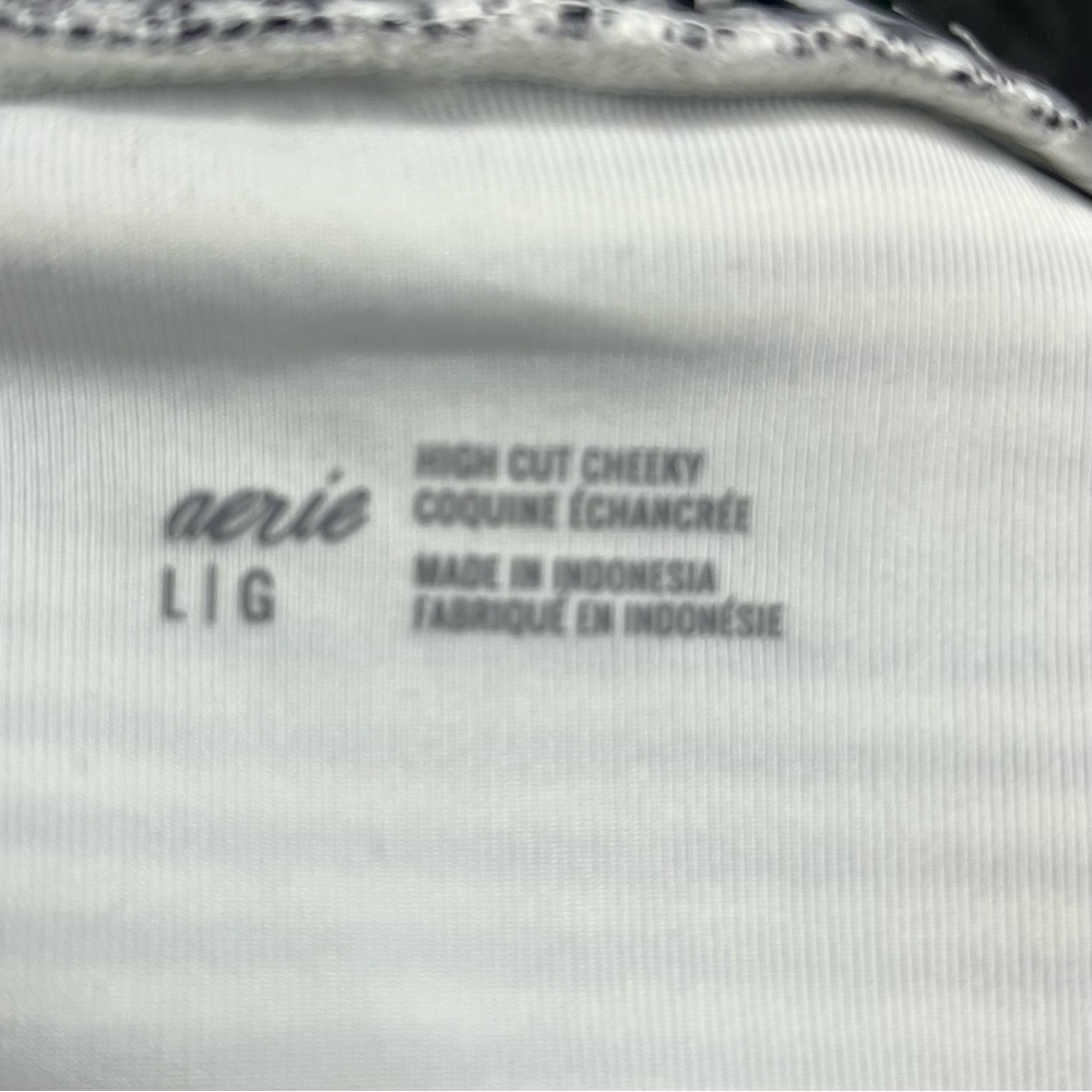 Aerie‎ High Cut Cheeky Bikini Bottom Swim Large Black White Stripe NWT Swimwear - Picture 6 of 6